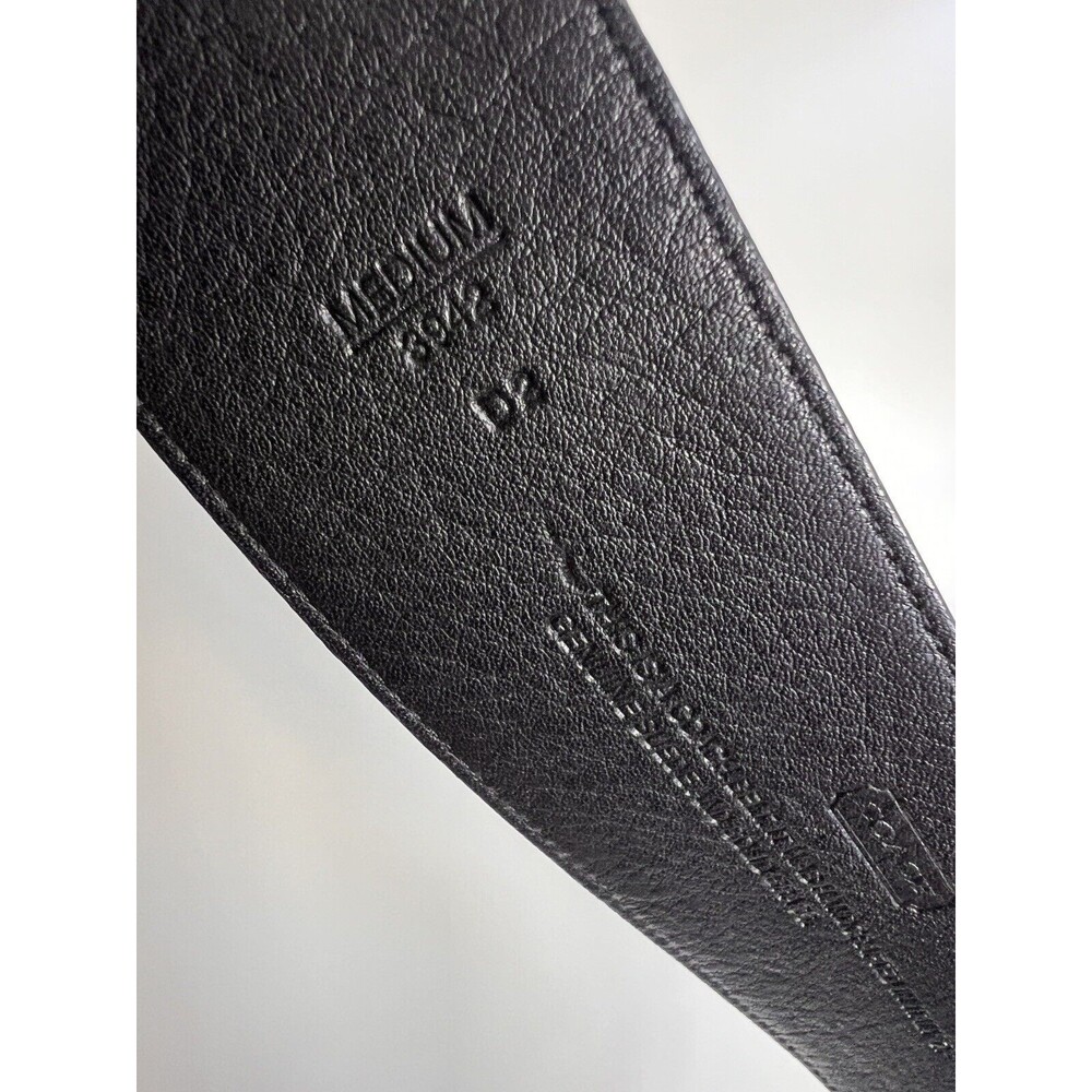 COACH dog Leash Belt Italy Leather Black Coach Tag NWT cross Grain White‎ Trim M - Picture 4 of 5